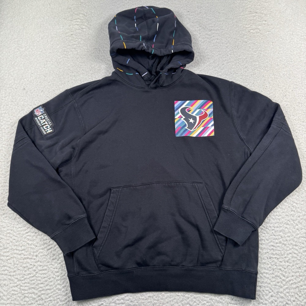 Nike Houston Texans NFL Crucial Catch Hoodie Men's Medium Black Multicolor Trim